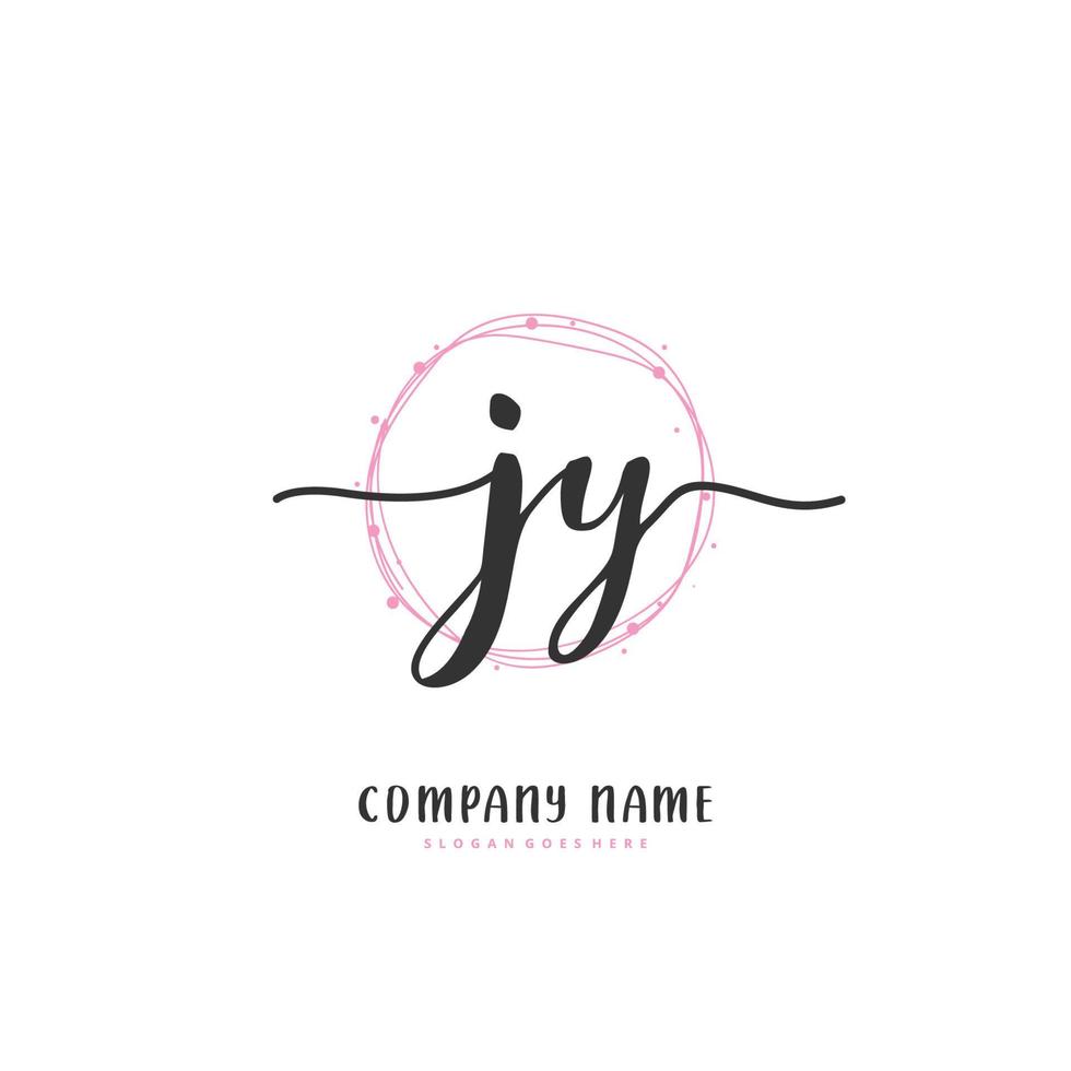 jy Anfangshandschrift und Signatur-Logo-Design mit Kreis. schönes design handgeschriebenes logo für mode, team, hochzeit, luxuslogo. vektor