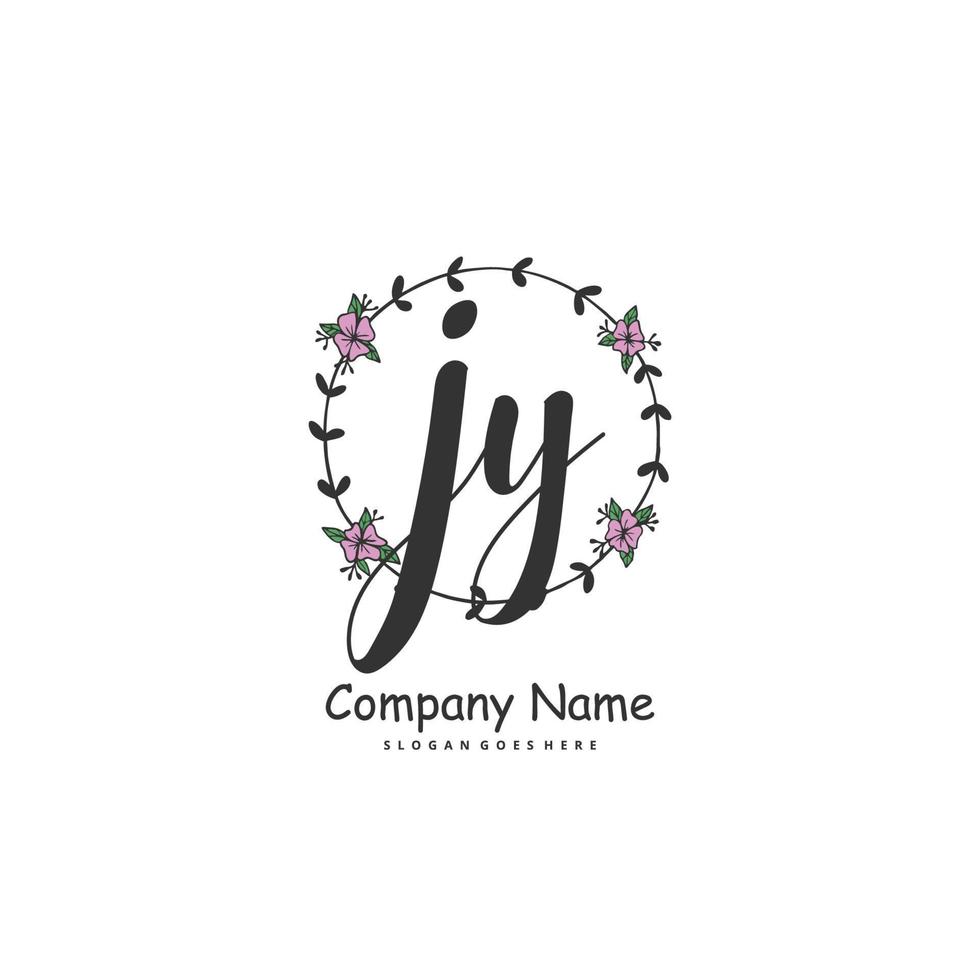jy Anfangshandschrift und Signatur-Logo-Design mit Kreis. schönes design handgeschriebenes logo für mode, team, hochzeit, luxuslogo. vektor