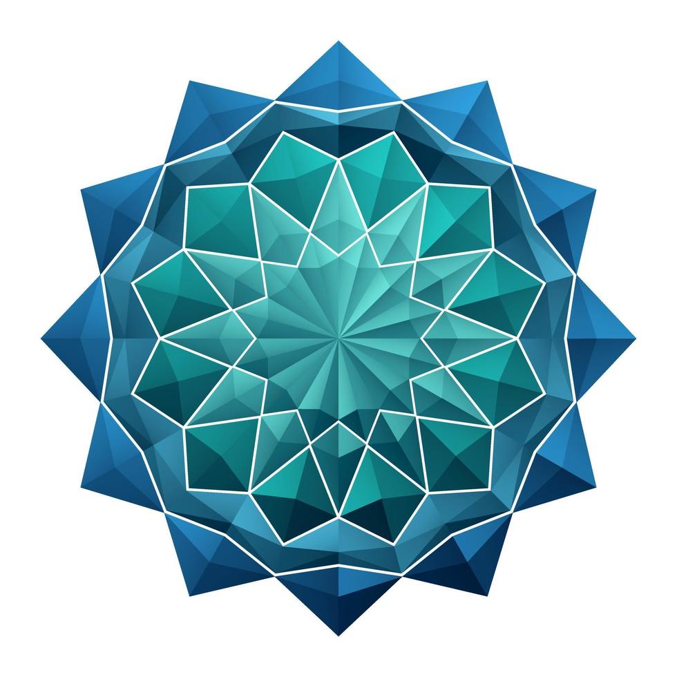 hav grön origami blomma mönster mandala 3d geometrisk form vektor