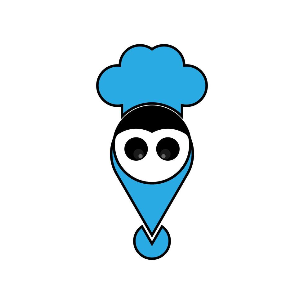 Standortmarkierung und Kochmütze mit Vogelgesicht-Icon-Logo vektor