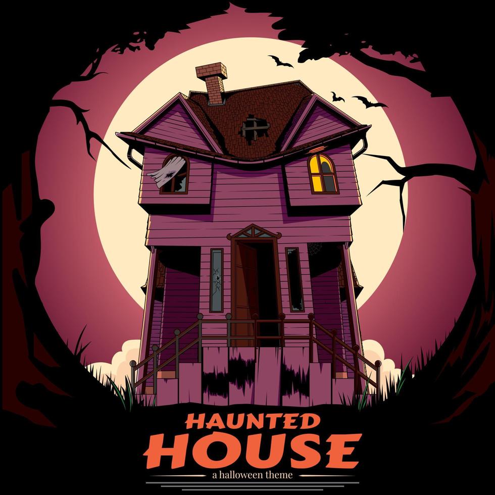 besatt hus en halloween tema illustration vektor