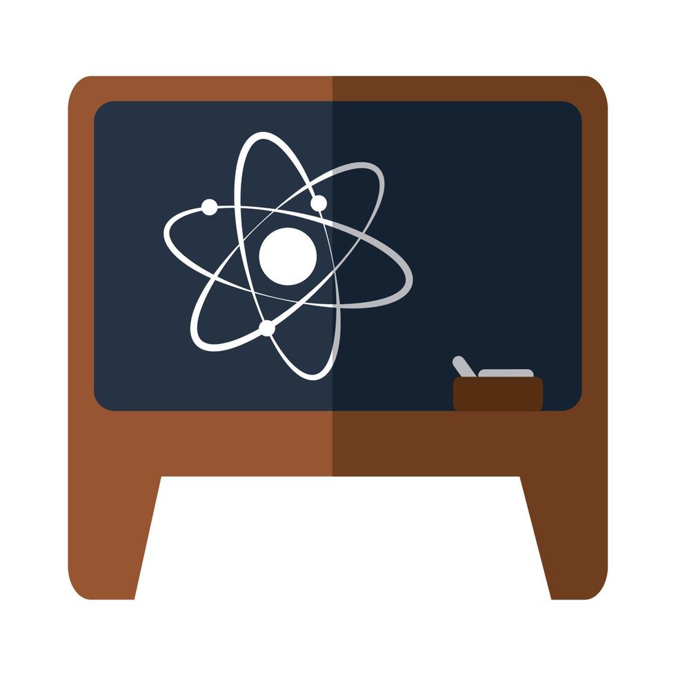 Schulbildung Tafel Atom gezeichnete flache Ikone mit Schatten vektor