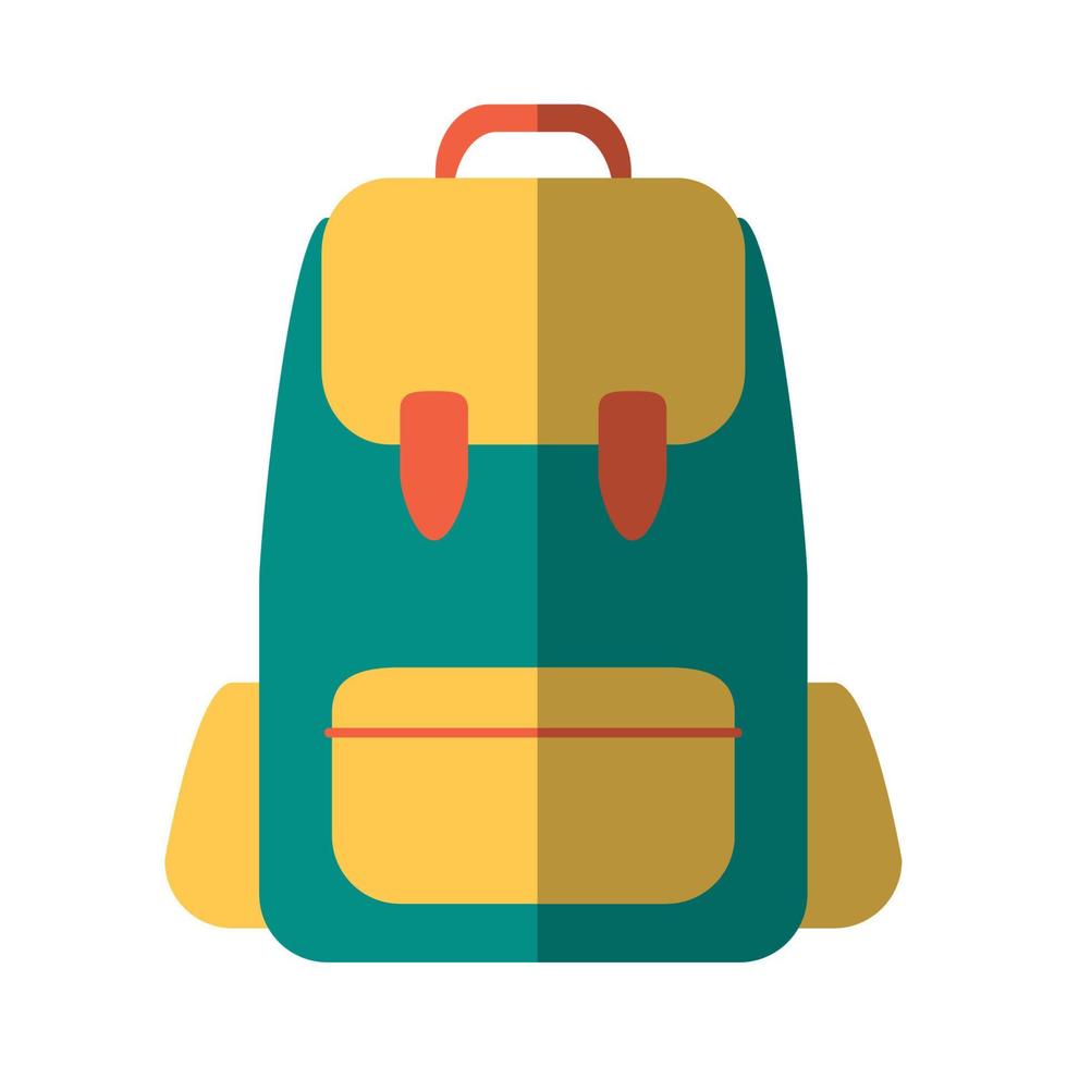 Schulbildung Rucksack Ausrüstung flaches Symbol mit Schatten vektor