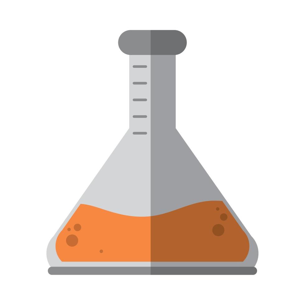 skola utbildning kemi testa rör laboratorium platt ikon med skugga vektor