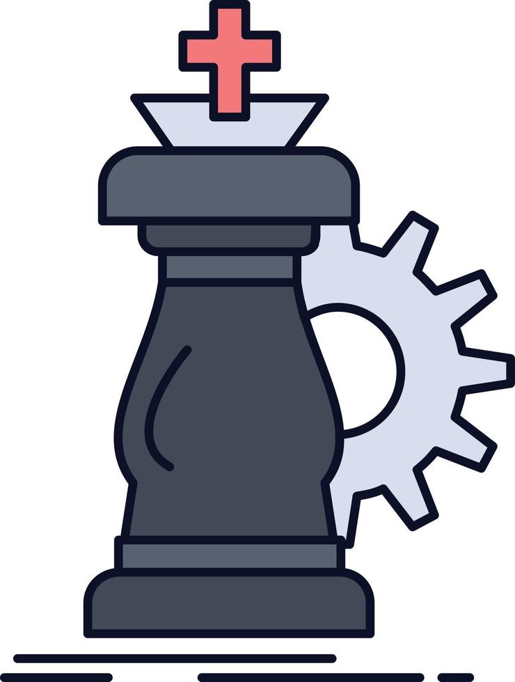 strategi schack häst riddare Framgång platt Färg ikon vektor