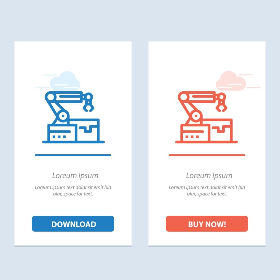 automatiserad robot ärm teknologi blå och röd ladda ner och köpa nu webb widget kort mall vektor