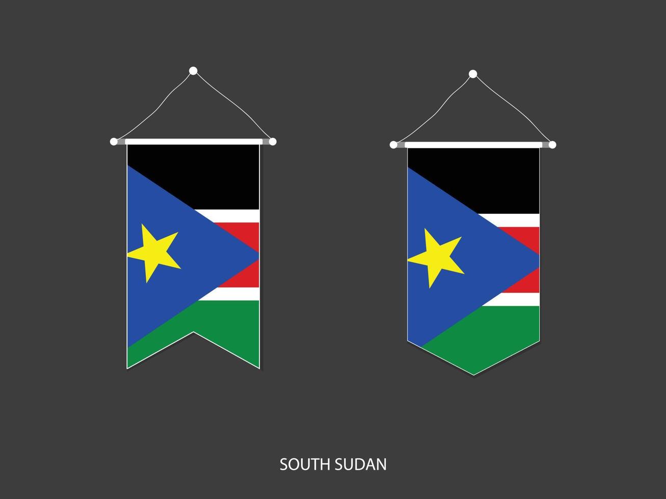 Südsudan-Flagge in verschiedenen Formen, Fußballfahnen-Wimpelvektor, Vektorillustration. vektor