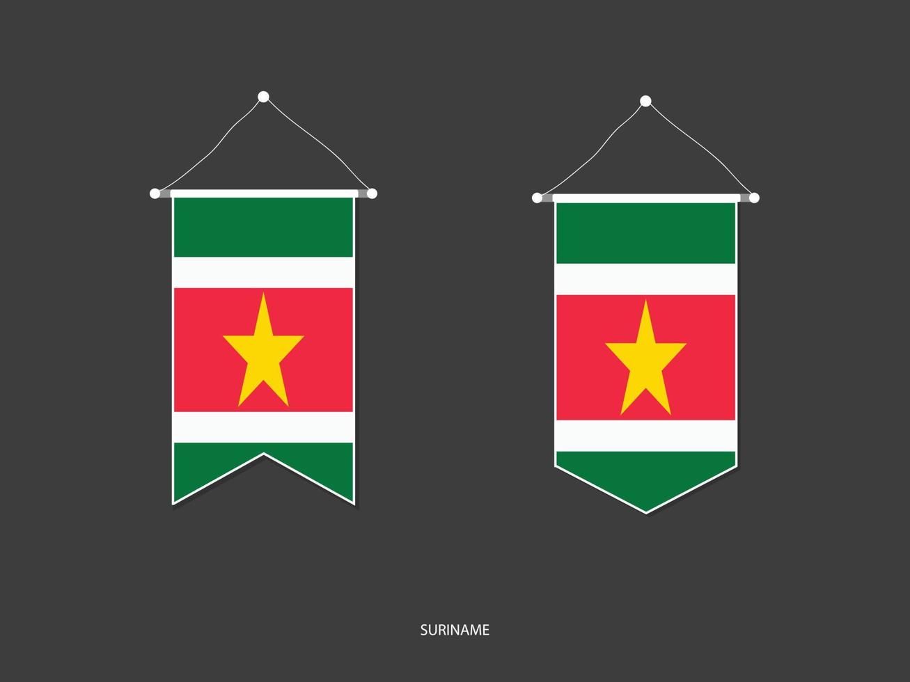 suriname flagga i olika form, fotboll flagga vimpel vektor ,vektor illustration.