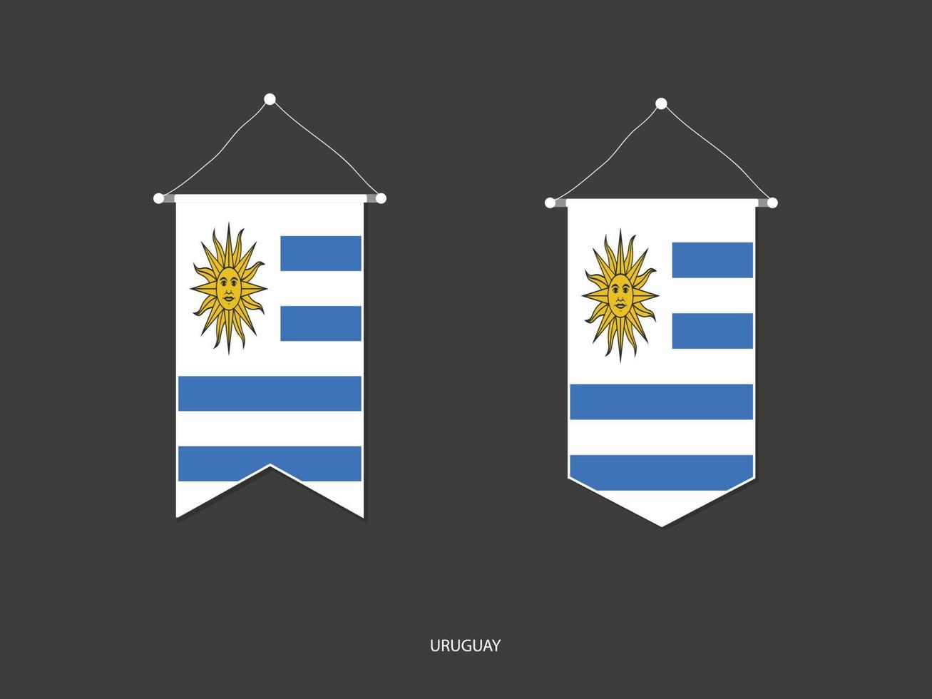 uruguay-flagge in verschiedenen form, fußballfahnenwimpelvektor, vektorillustration. vektor