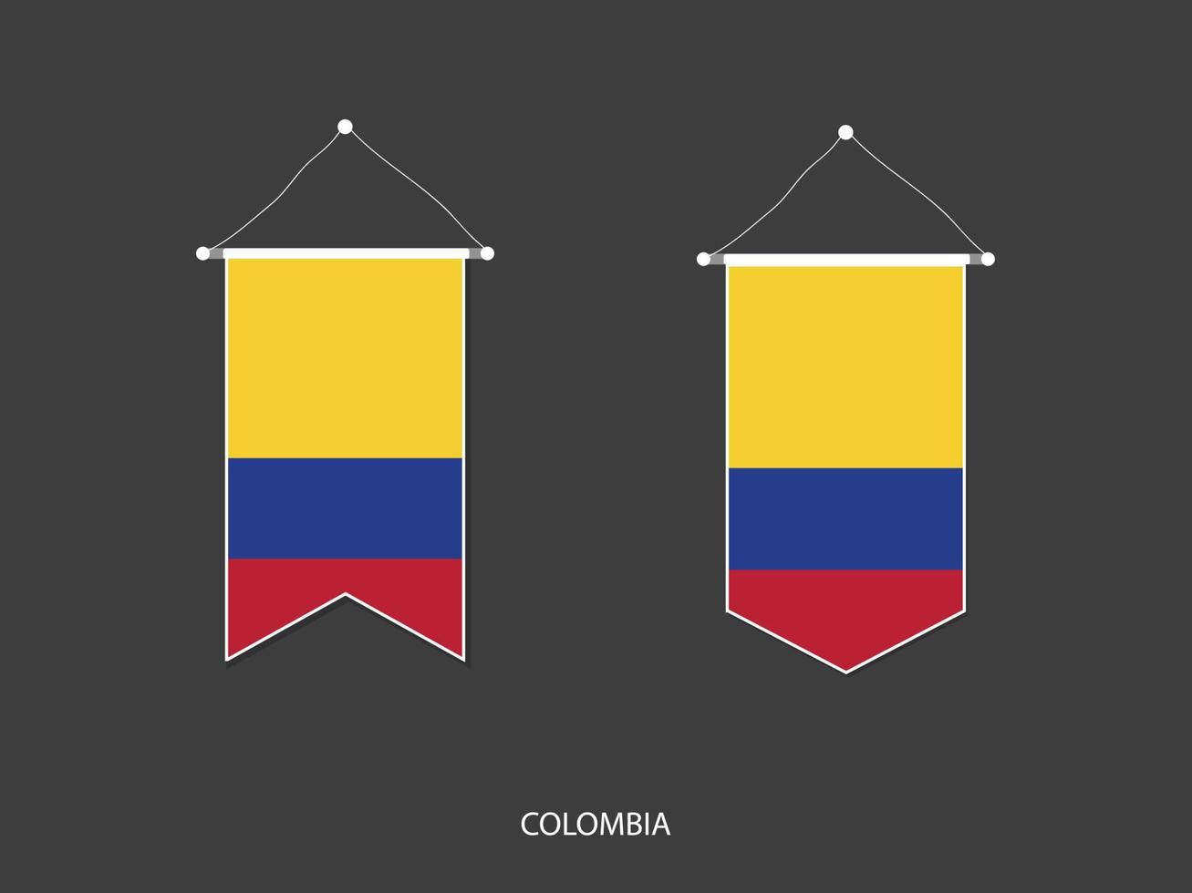 colombia flagga i olika form, fotboll flagga vimpel vektor ,vektor illustration.