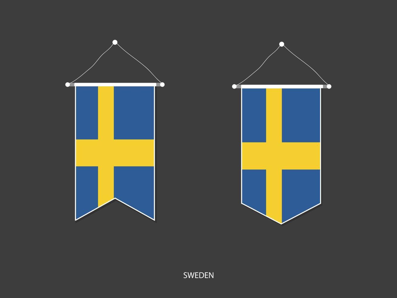 Schweden-Flagge in verschiedenen Formen, Fußballfahnen-Wimpelvektor, Vektorillustration. vektor