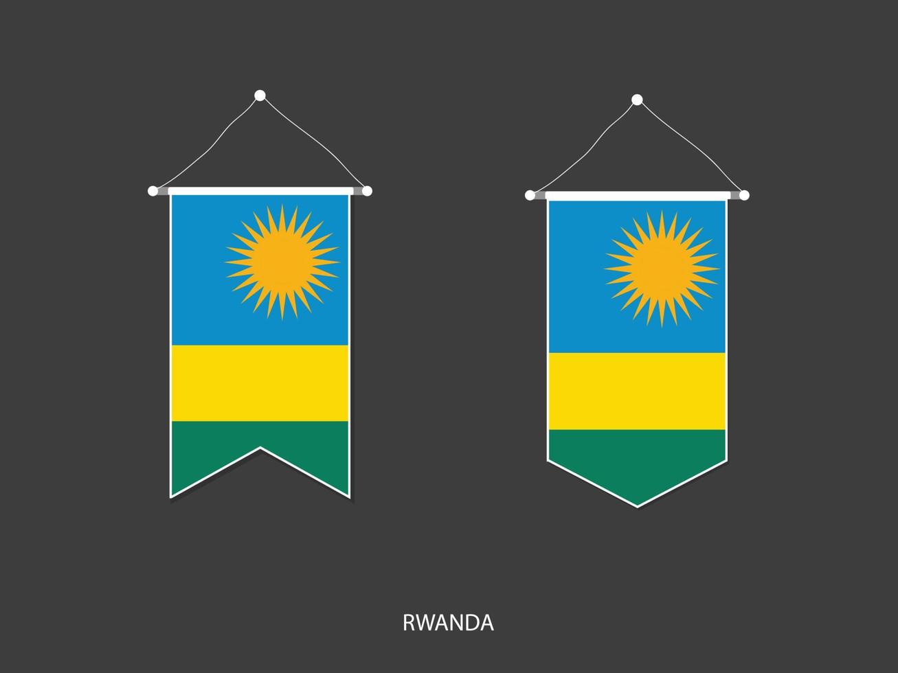 Ruanda-Flagge in verschiedenen Formen, Fußballfahnen-Wimpelvektor, Vektorillustration. vektor