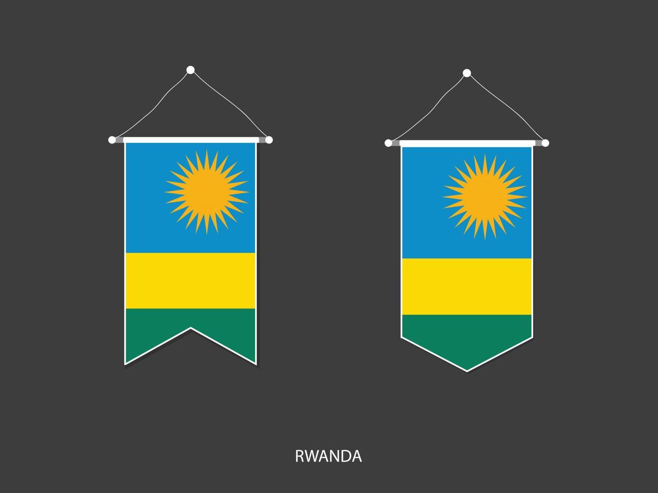 rwanda flagga i olika form, fotboll flagga vimpel vektor ,vektor illustration.