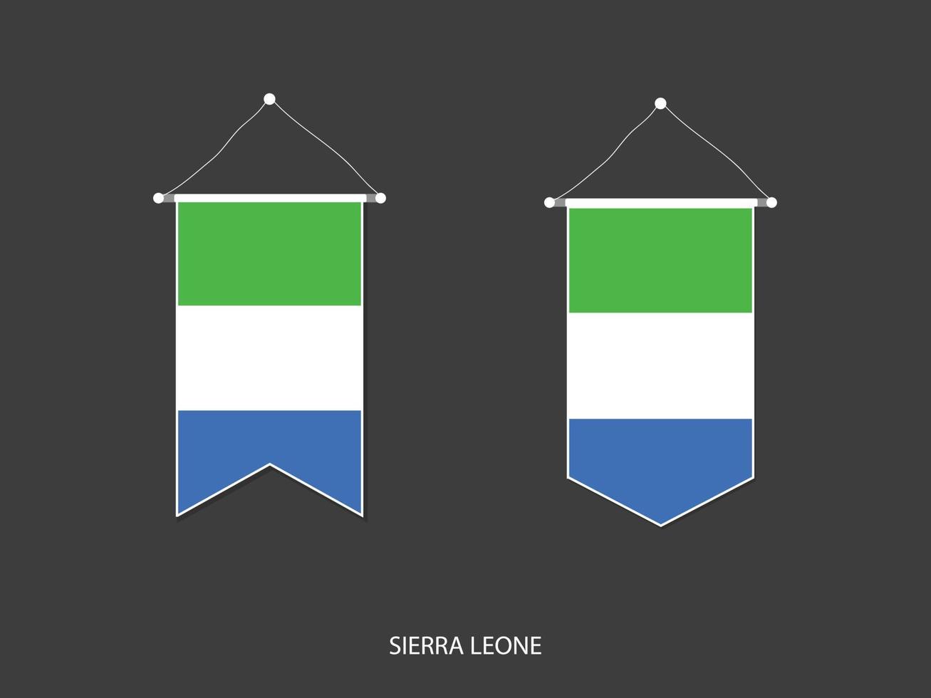 sierra leone flagge in verschiedenen formen, fußballfahnenwimpelvektor, vektorillustration. vektor