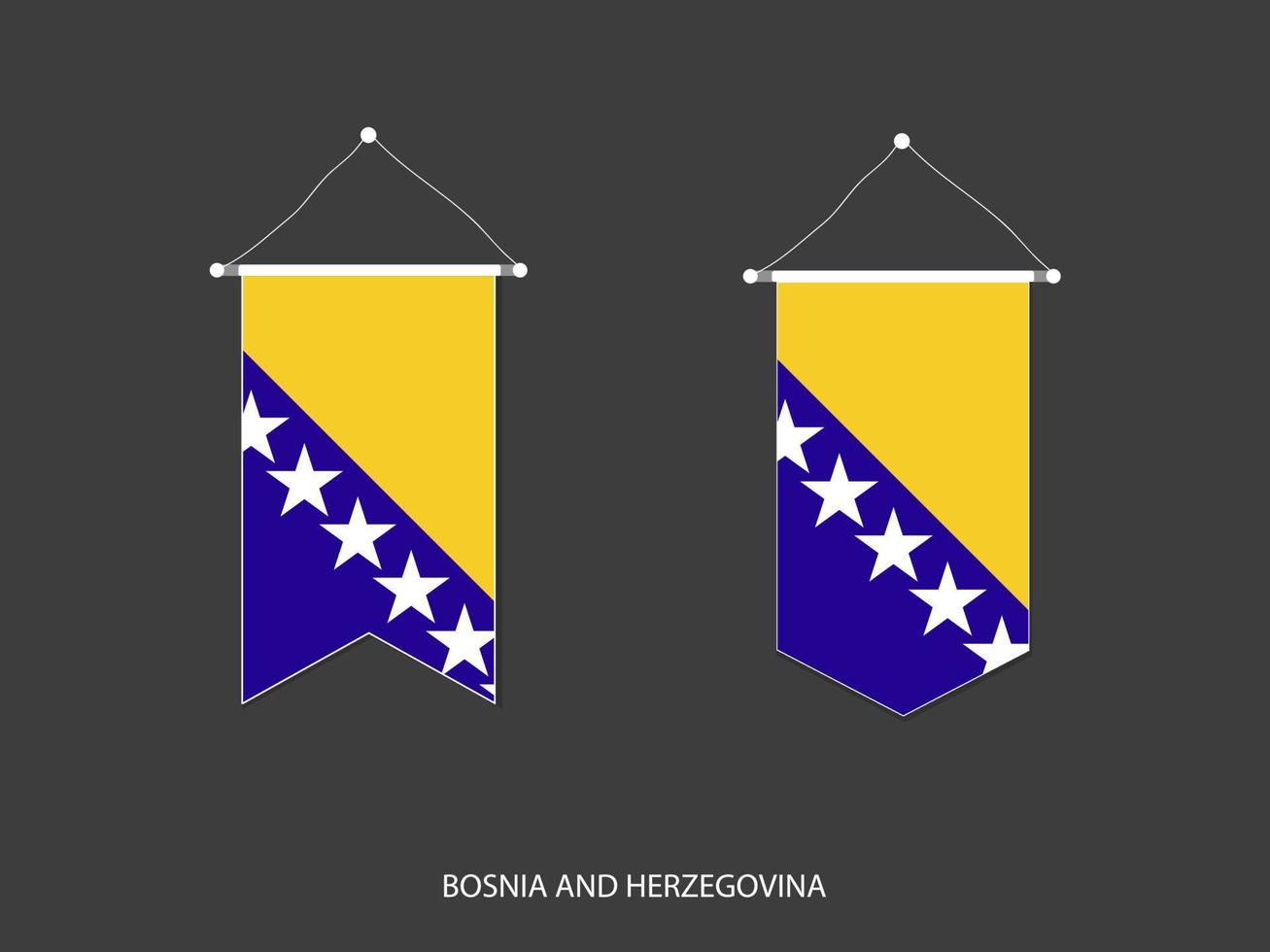 bosnien och herzegovina flagga i olika form, fotboll flagga vimpel vektor ,vektor illustration.