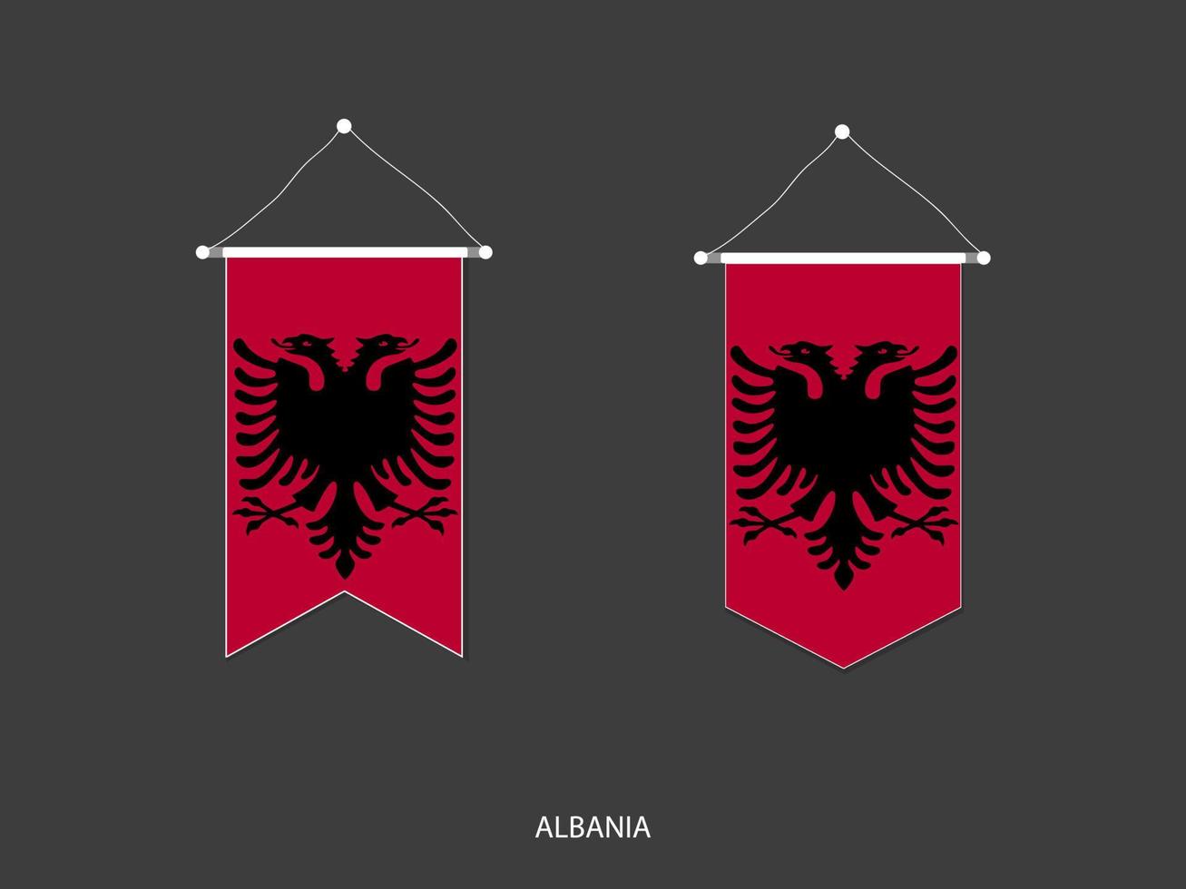 albania flagga i olika form, fotboll flagga vimpel vektor ,vektor illustration.