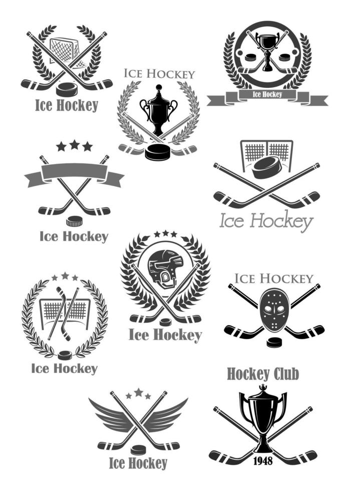 is hockey sport spel isolerat ikon uppsättning design vektor