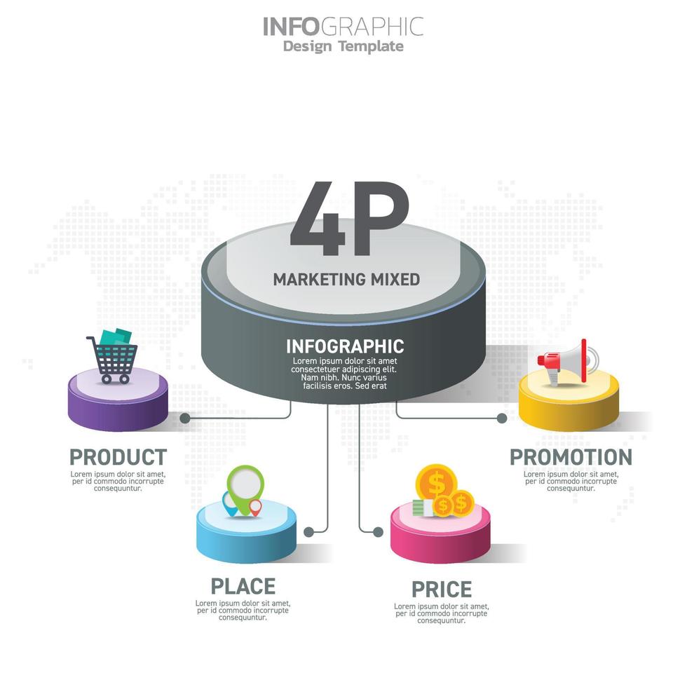 Infografik-Vorlage mit 4p-Marketing gemischt vektor