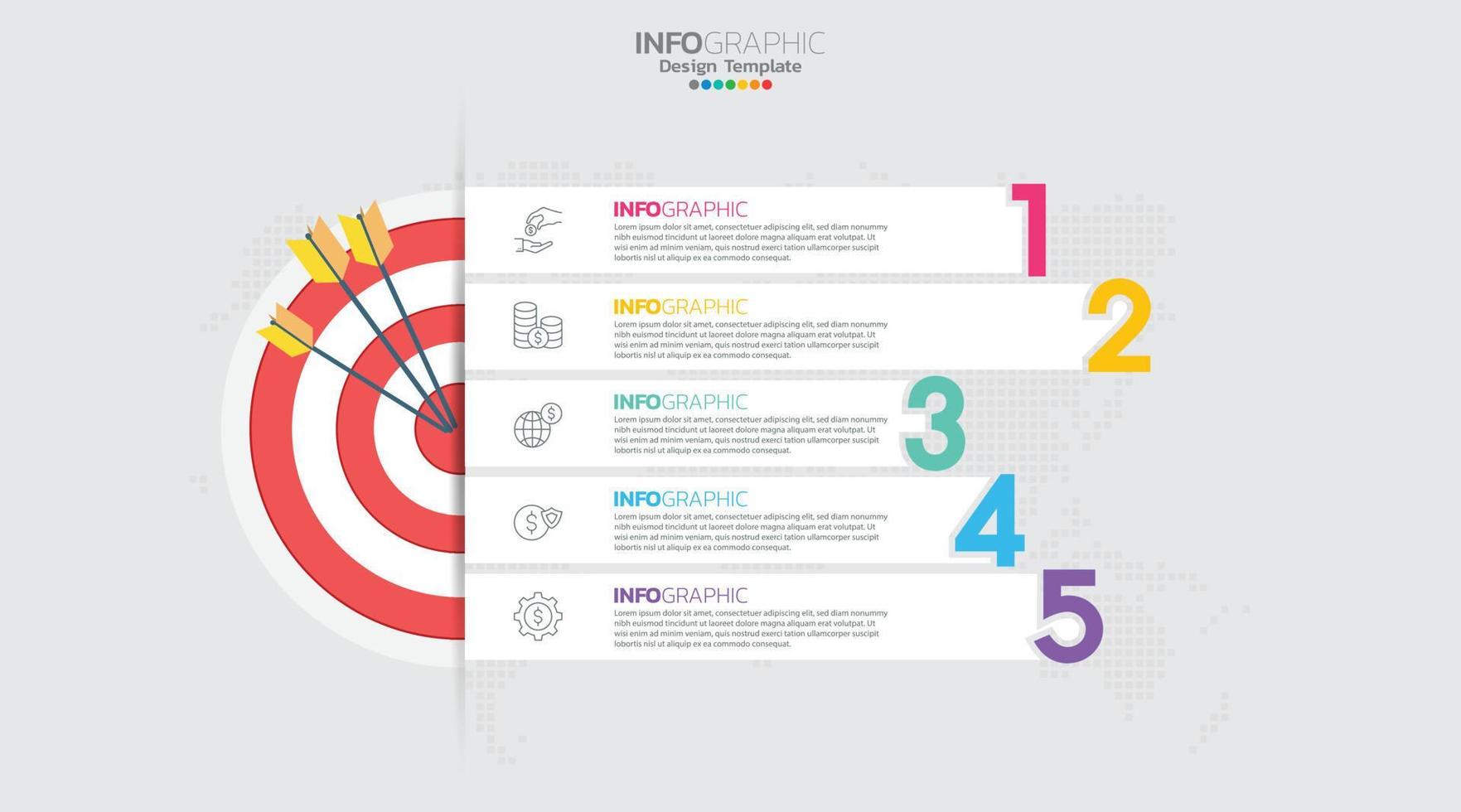 mål med fem steg till din mål infographic mall för webb, företag, presentationer. vektor