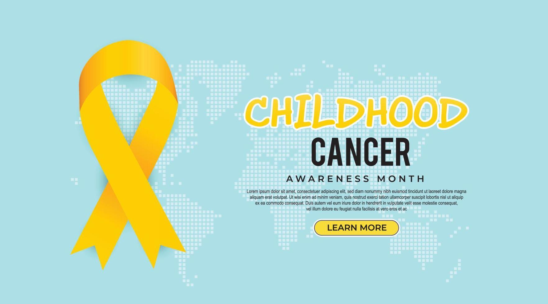 Banner zur Sensibilisierung für Krebs im Kindesalter mit gelbem Bandsymbol. vektor