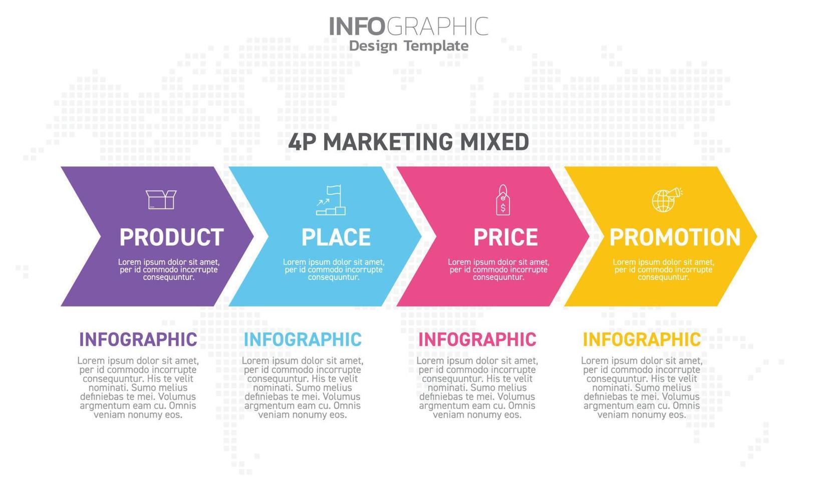 infographic mall med 4p marknadsföring blandad vektor