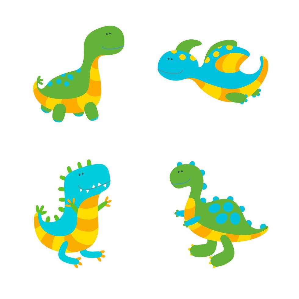 uppsättning av dinosaurier på vit bakgrund. vektor illustration