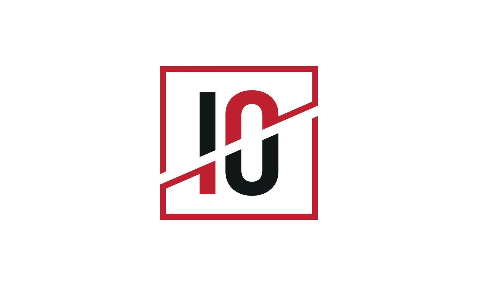 io-Logo-Design. anfängliches io-buchstabe-logo-monogramm-design in schwarzer und roter farbe mit quadratischer form. Pro-Vektor vektor