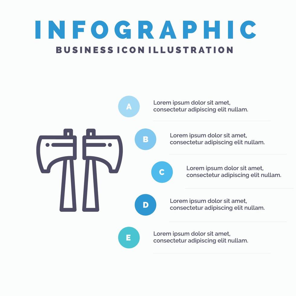 Axt Kanada Holzsäge Liniensymbol mit 5 Schritten Präsentation Infografiken Hintergrund vektor