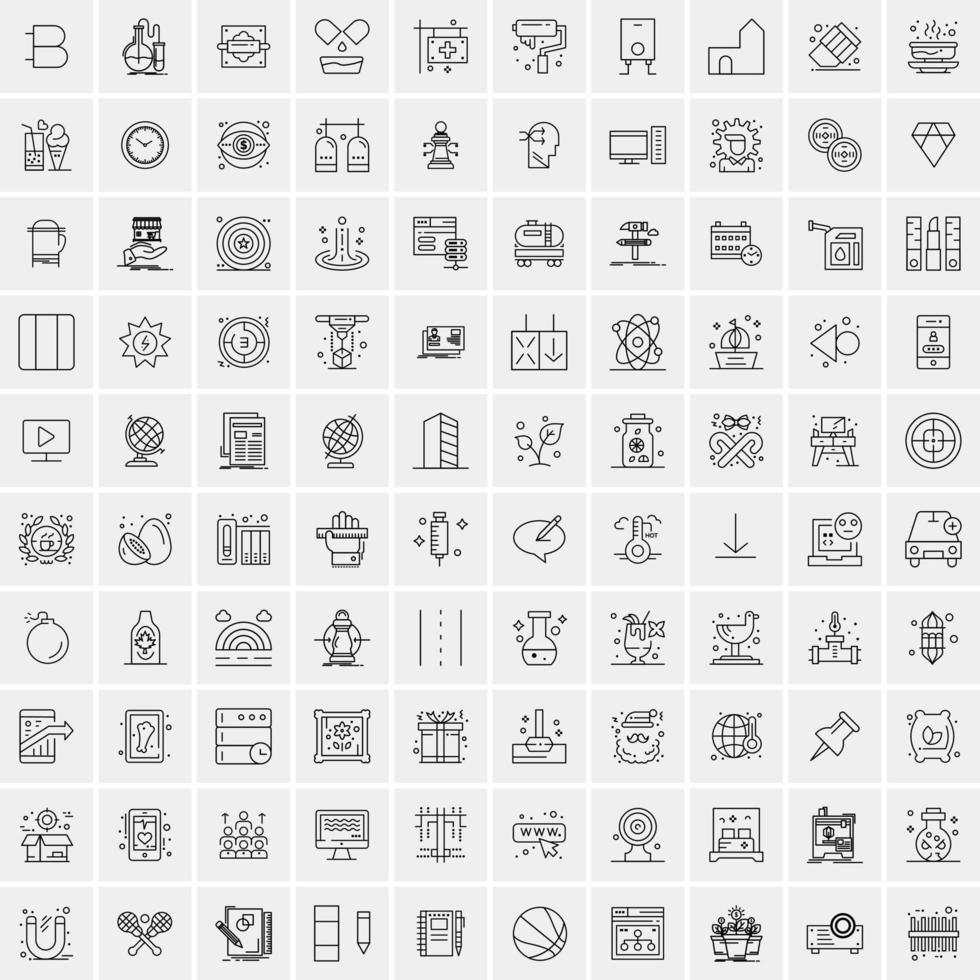 uppsättning av 100 kreativ företag linje ikoner vektor