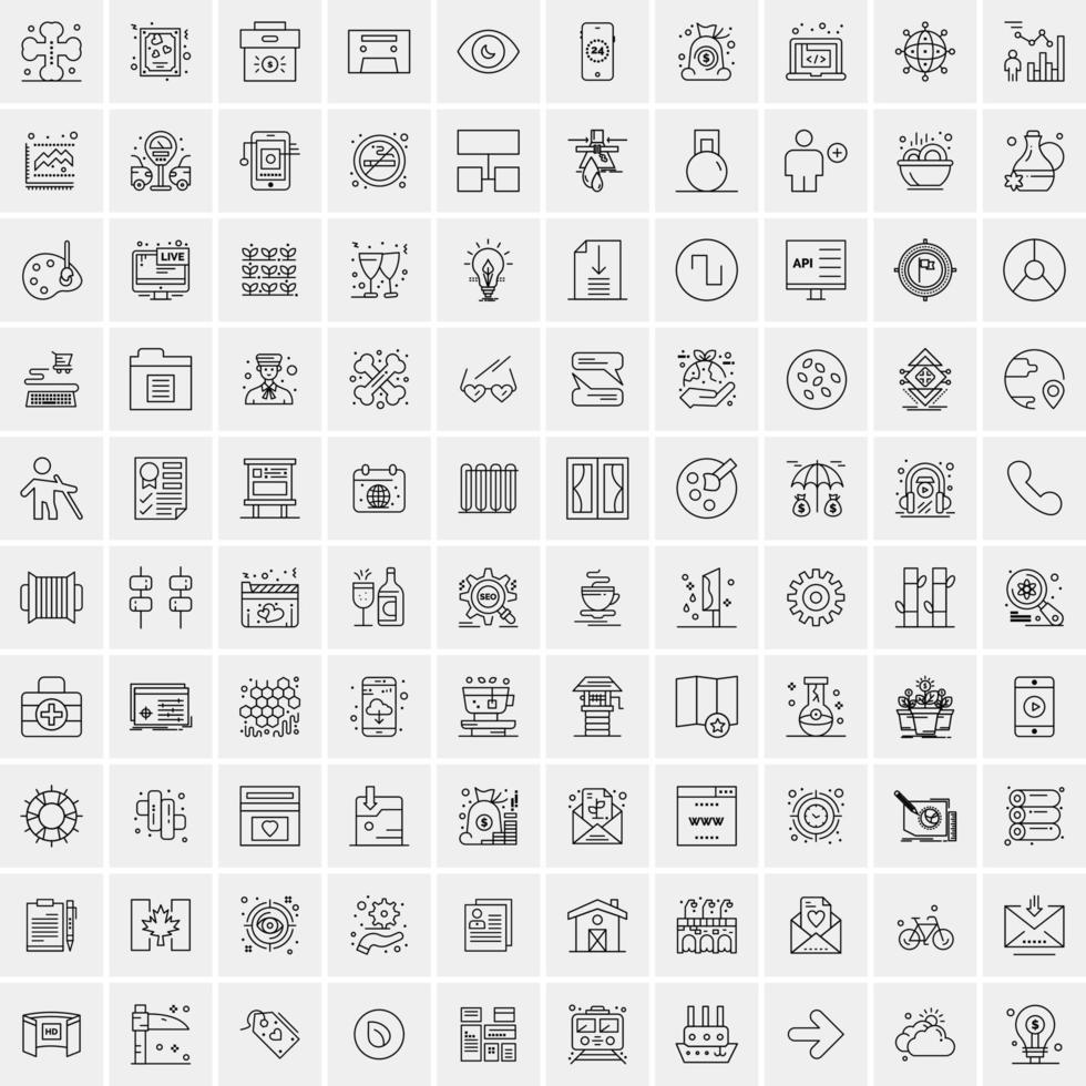 satz von 100 kreativen geschäftszeilensymbolen vektor