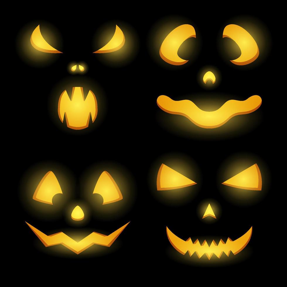 halloween pumpa ansikte uppsättning, vektor illustration