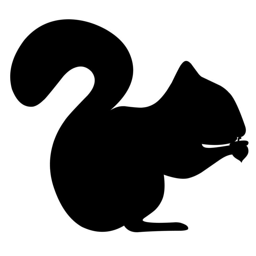 Eichhörnchen-Silhouette. Eichhörnchenkonzept, das Nüsse auf weißem Hintergrund isst. ideal für Logos. Vektor-Illustration vektor