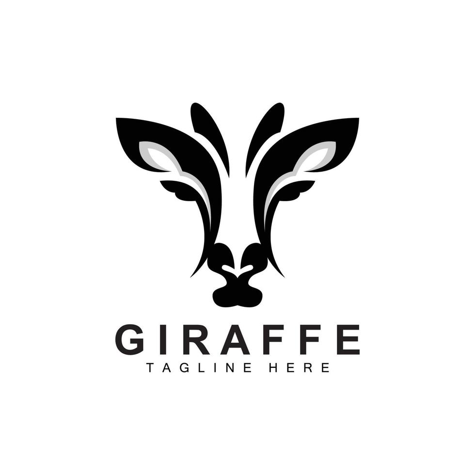 Giraffen-Logo-Design, Giraffenkopf-Vektorsilhouette, Tier mit hohem Hals, Zoo, Tattoo-Illustration, Produktmarke vektor