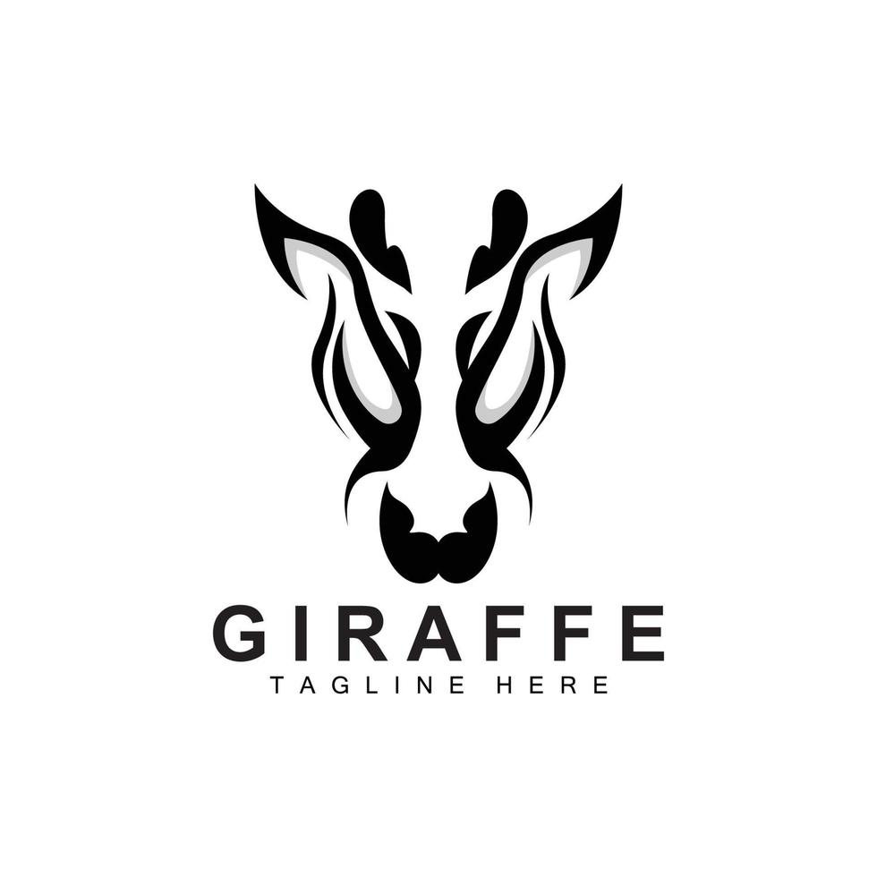 Giraffen-Logo-Design, Giraffenkopf-Vektorsilhouette, Tier mit hohem Hals, Zoo, Tattoo-Illustration, Produktmarke vektor