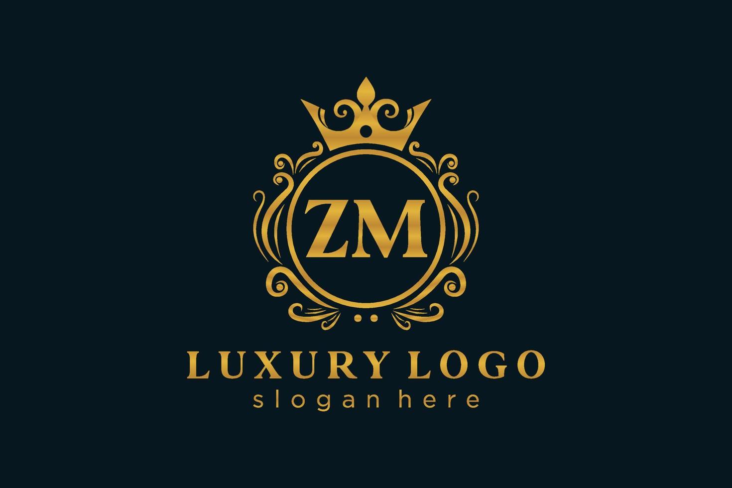 Initial zm Letter Royal Luxury Logo Vorlage in Vektorgrafiken für Restaurant, Lizenzgebühren, Boutique, Café, Hotel, heraldisch, Schmuck, Mode und andere Vektorillustrationen. vektor