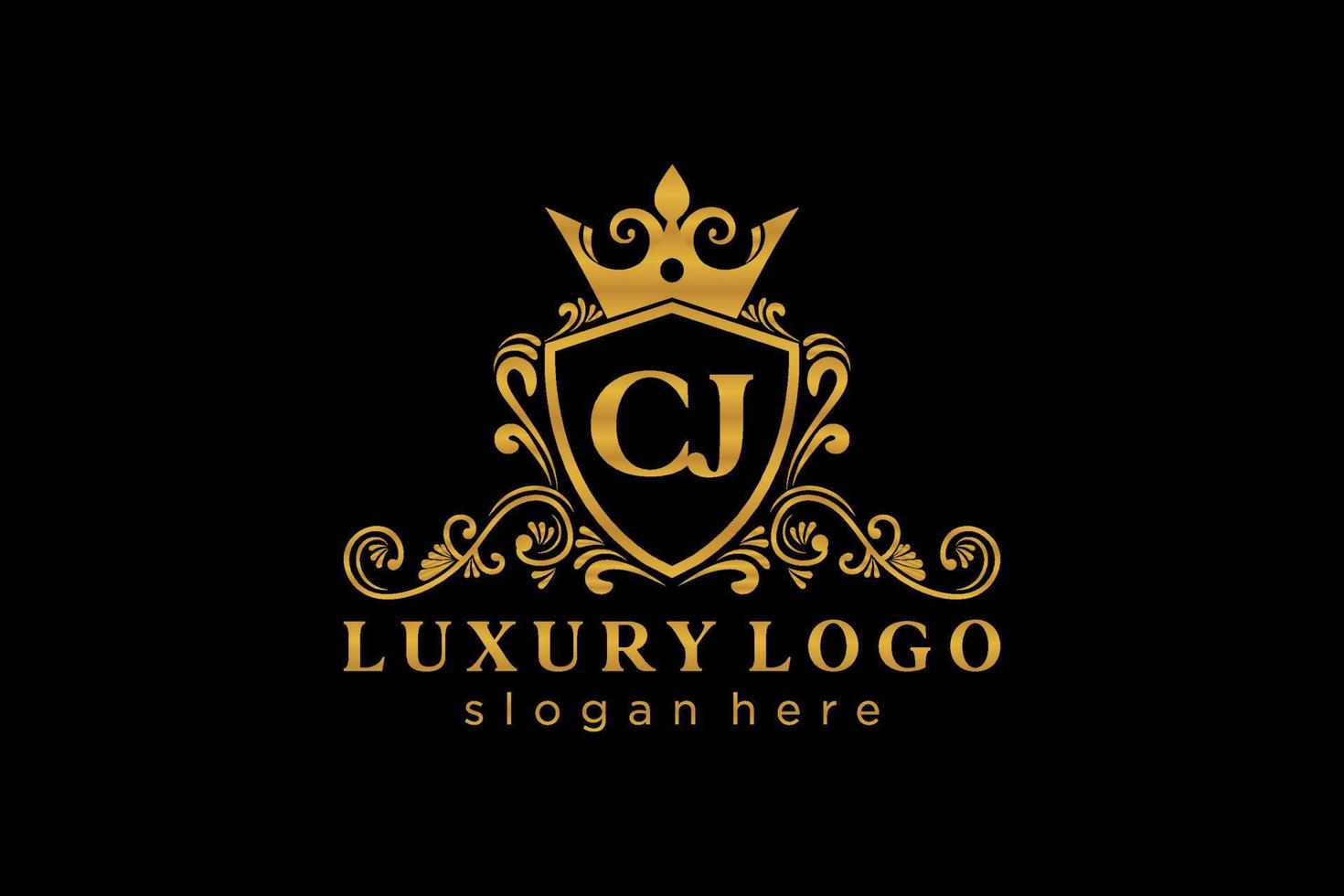 königliche luxus-logoschablone des ursprünglichen cj-buchstabens in der vektorkunst für restaurant, lizenzgebühren, boutique, café, hotel, heraldisch, schmuck, mode und andere vektorillustration. vektor