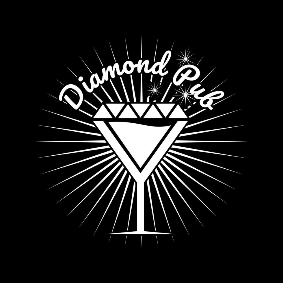 diamant pub logotyp design ikon vektor