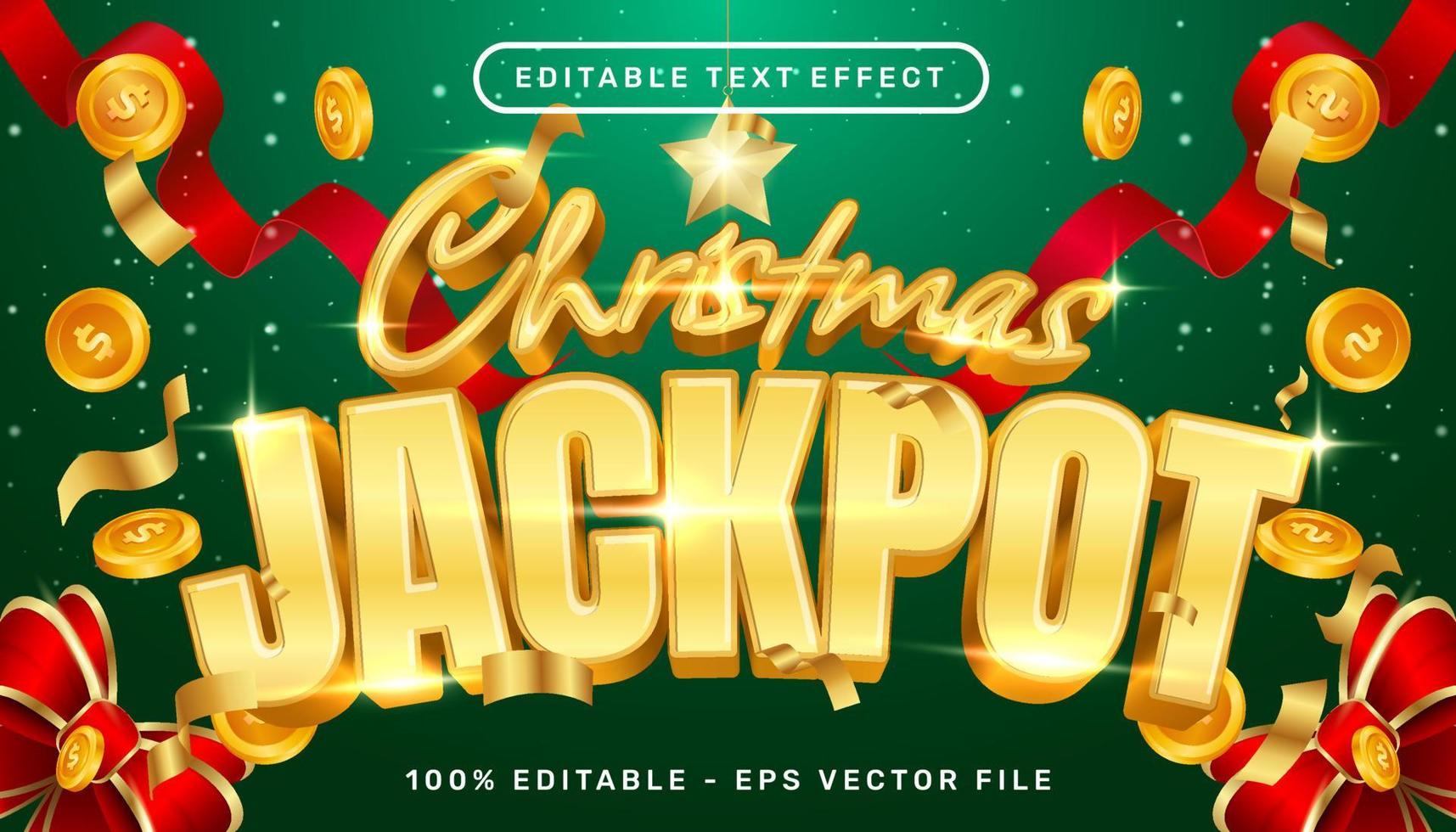 weihnachtsjackpot 3d-texteffekt und bearbeitbarer texteffekt mit weihnachtshintergrund vektor