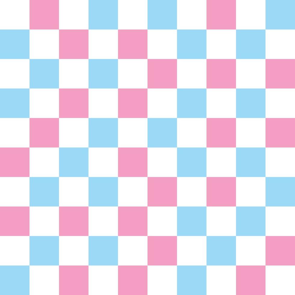 Schachbrett Musterdesign Vektor Hintergrund in Transgender-Stolz-Flagge - hellblau, rosa und weiß. abstrakte geometrische wiederholende texturtapete, modernes trendiges textildesign