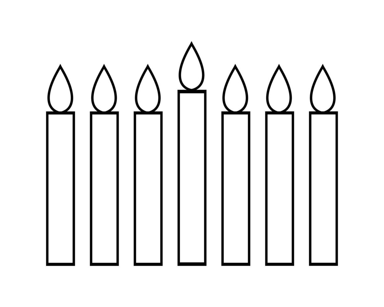 enkel minimalistisk översikt linjär ikon av kwanzaa sju ljus - mishumaa sabaa. vektor illustration isolerat på vit bakgrund. färg sida.