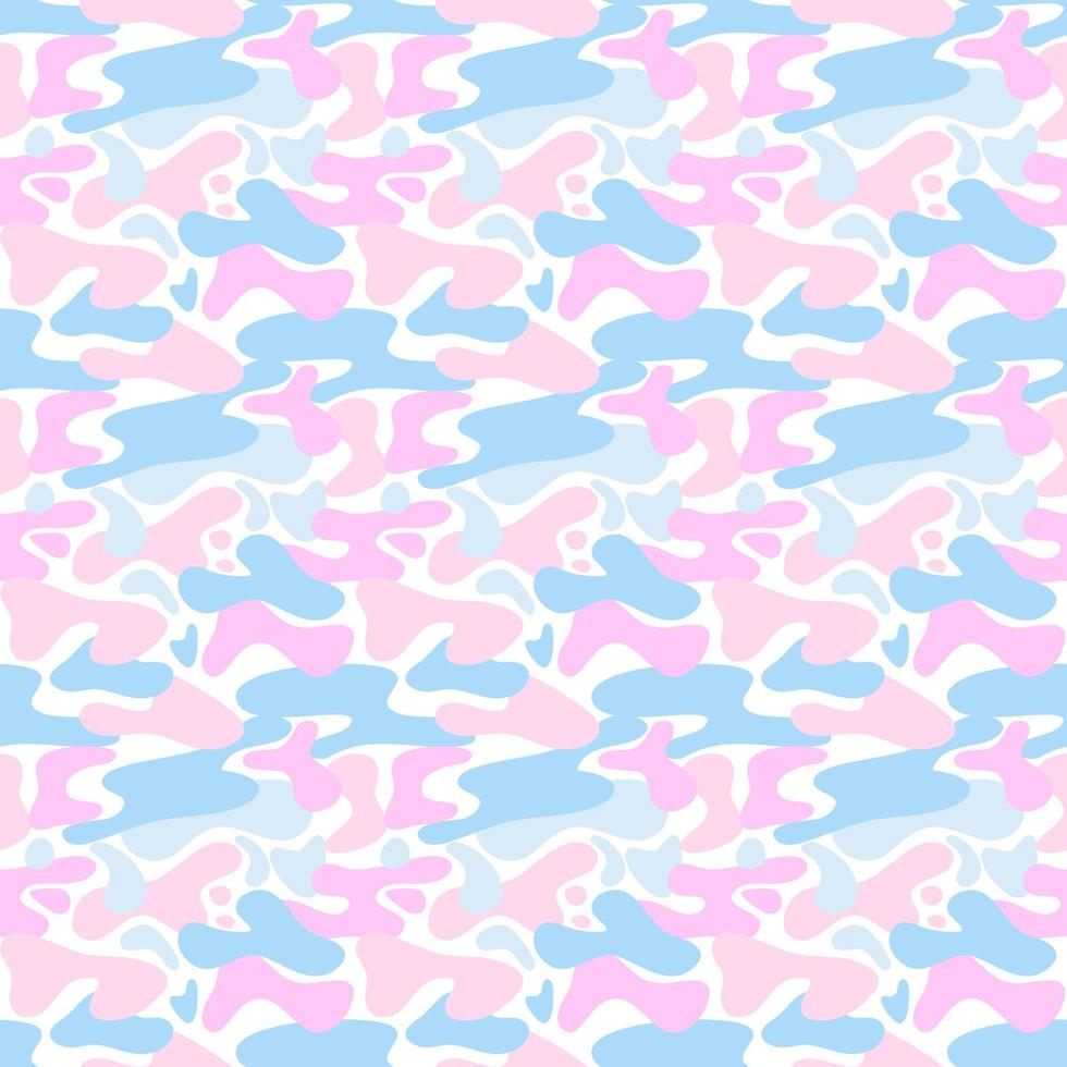 mode kamouflage mönster, ljus blå och rosa Färg, platt sömlös mönster. vektor