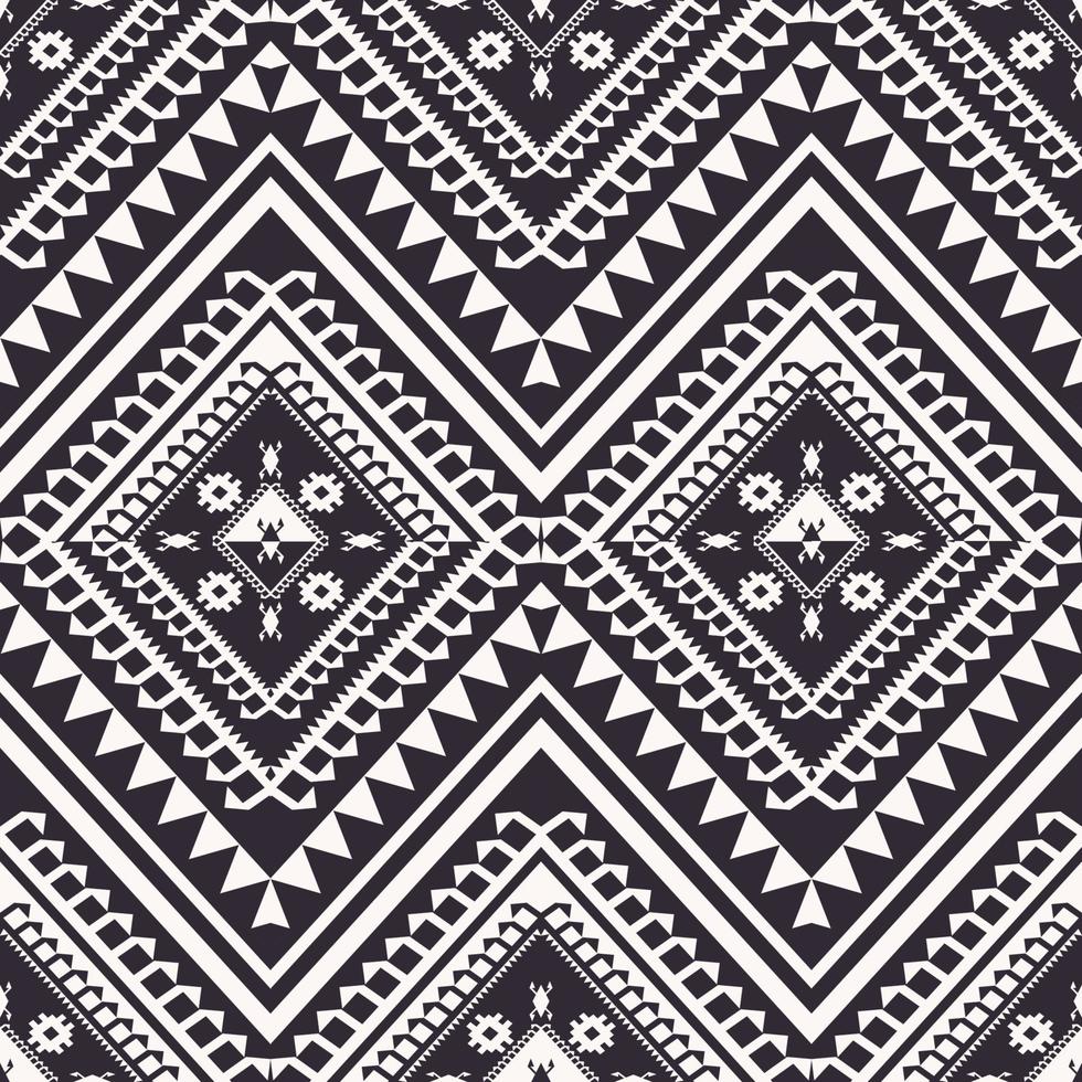 ethnisches geometrisches Schwarz-Weiß-Muster. ethnische aztekische Navajo geometrische Diamantform nahtloses Muster schwarz-weißer Farbhintergrund. Ethno-Stoff-Textil-Schwarz-Weiß-Muster. vektor