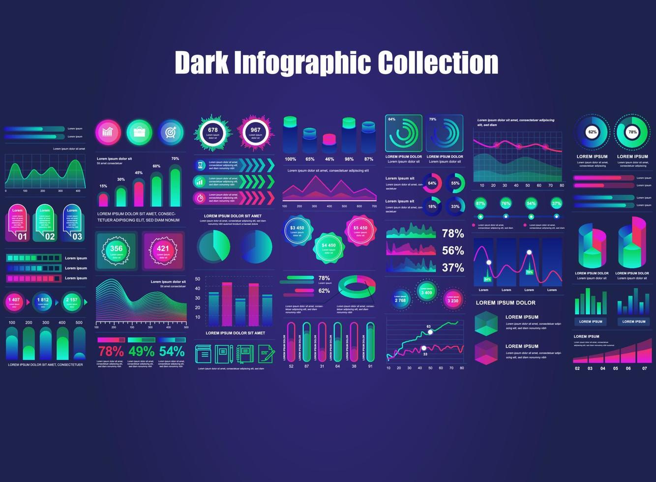 dunkle Infografik-Sammlung vektor