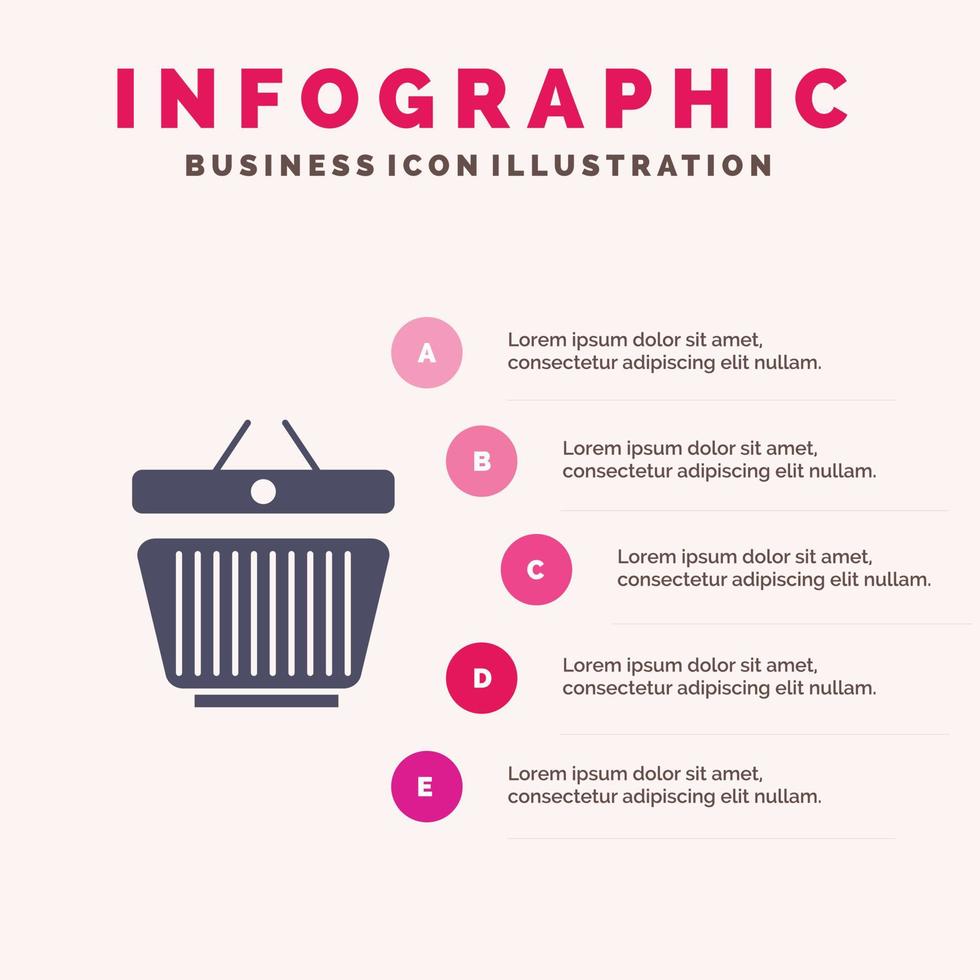 korg detaljhandeln handla vagn infographics presentation mall 5 steg presentation vektor