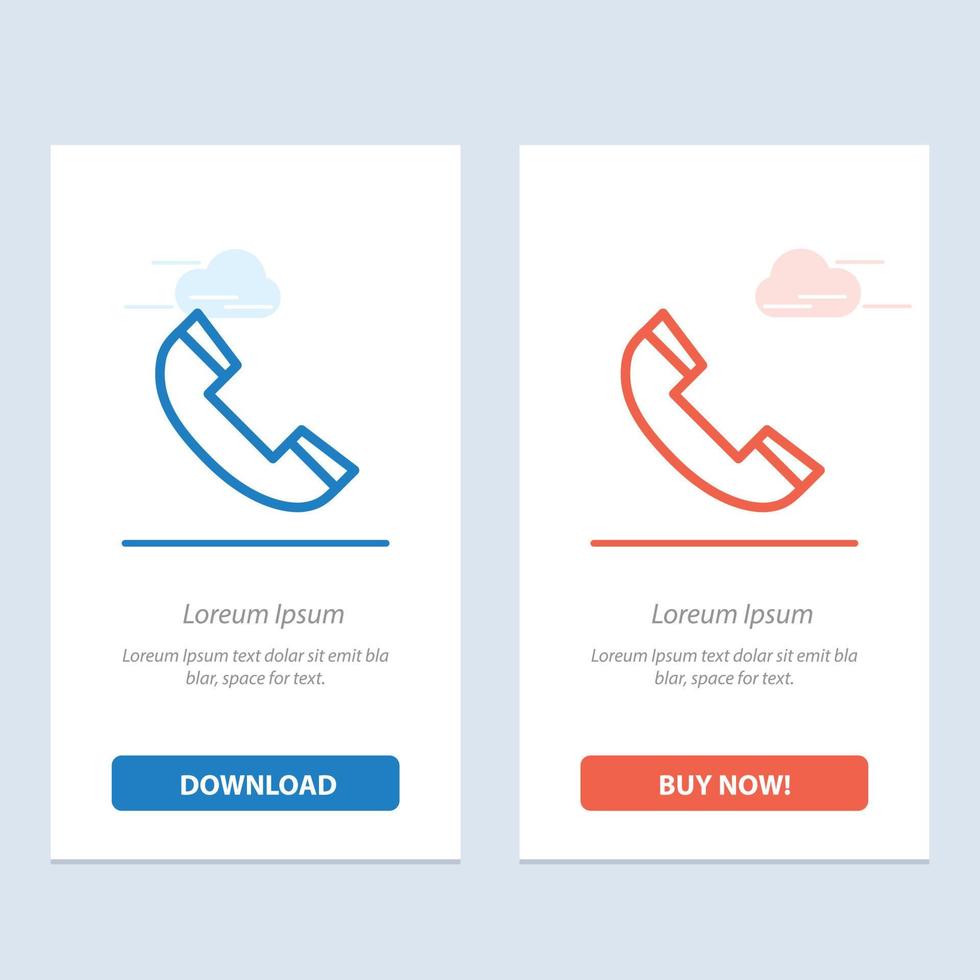 ring upp Kontakt telefon telefon blå och röd ladda ner och köpa nu webb widget kort mall vektor