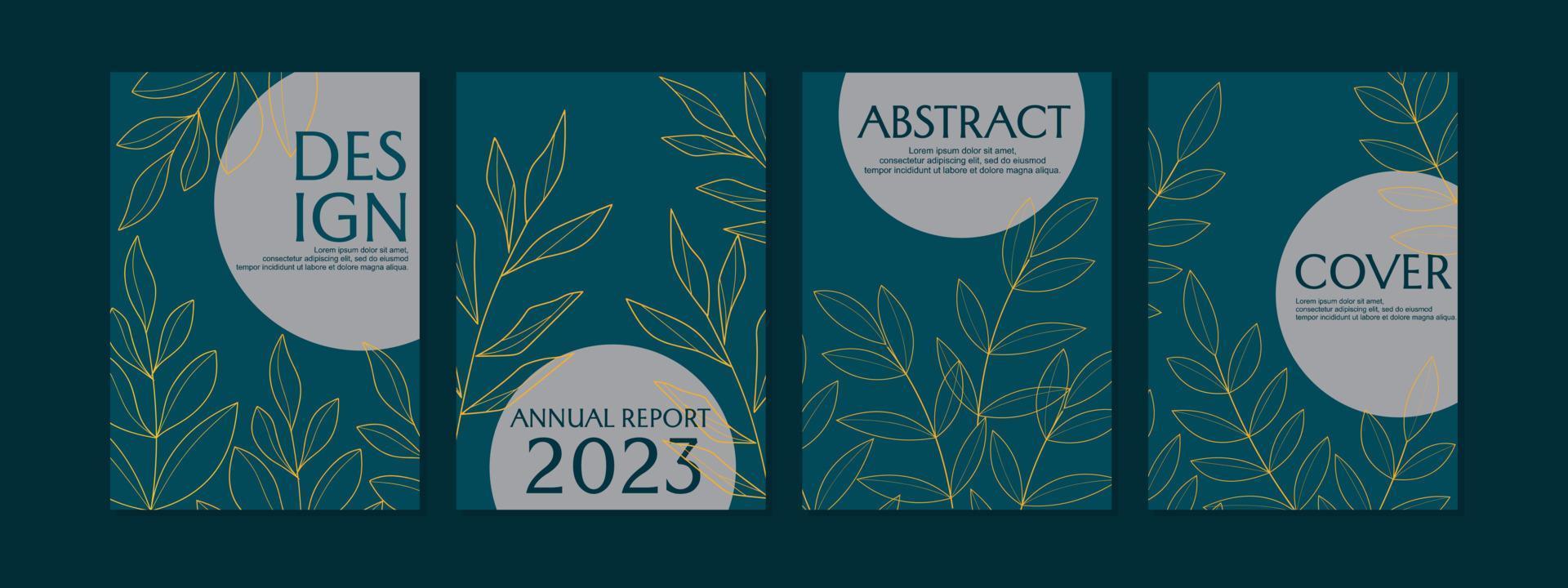 Reihe von Cover-Designs im botanischen Stil. abstrakter hintergrund der blattlinie kunst. für notizbücher, planer, broschüren, bücher, kataloge vektor
