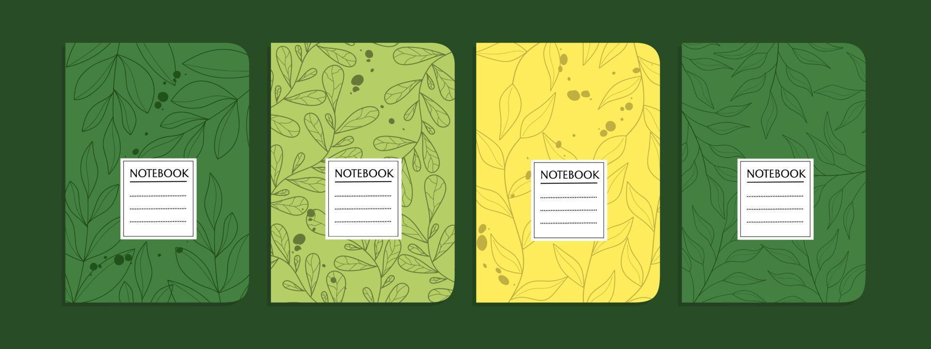 Blattlinie Art Notizbuchabdeckung. abstraktes botanisches musterdesign. für notizbücher, planer, broschüren, bücher, kataloge. vektorillustration vektor