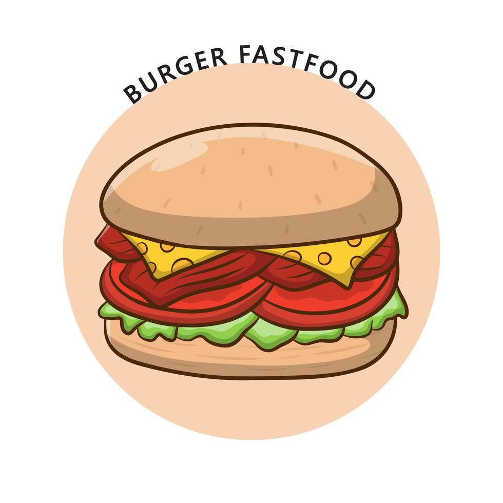 burger logotyp. mat och dryck illustration. skräpmat och snabbmat ikon symbol vektor