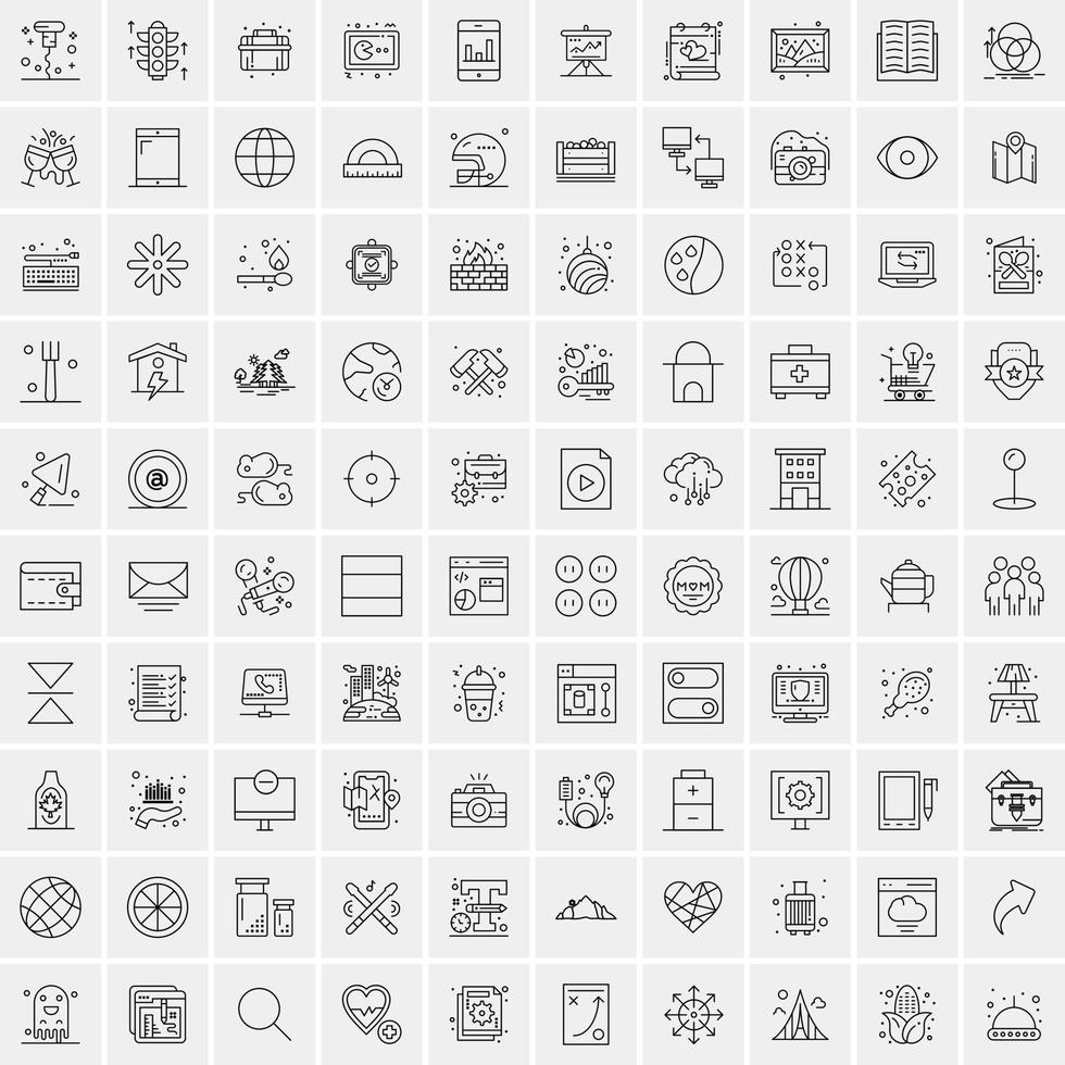 uppsättning av 100 kreativ företag linje ikoner vektor