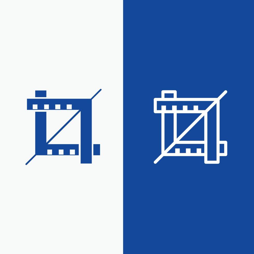 Crop Design Grafiklinie und Glyphe solides Symbol blaues Banner Linie und Glyphe solides Symbol blaues Banner vektor